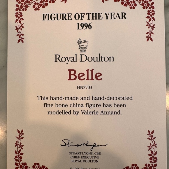 Belle Royal Doulton Figurine of the Year for 1996 HN 3707. Limited Edition. - Picture 2 of 9